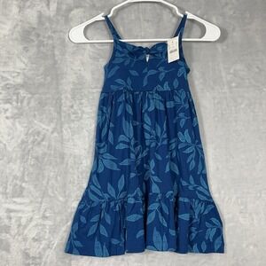 New J Crew Crewcuts Girls Blue Floral‎ Cotton Sundress Bow Smocked Sz 4